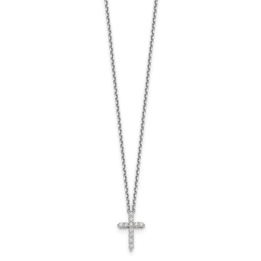 14k white gold real diamond cross 18 inch necklace pm1000 025 waa