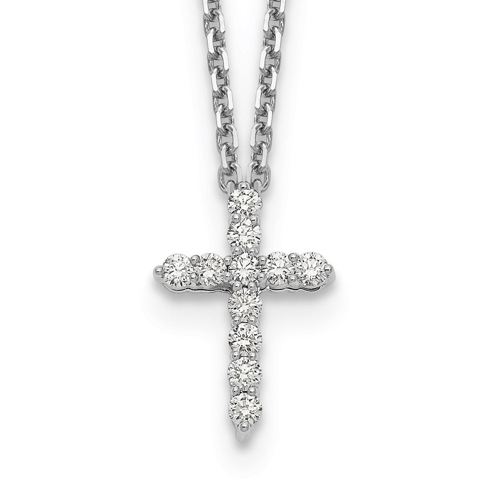 14k white gold real diamond cross 18 inch necklace pm1000 025 wa