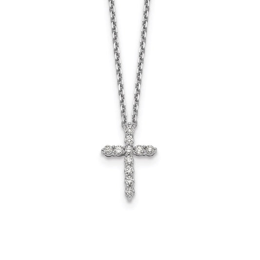 14k white gold real diamond cross 18 inch necklace pm1000 033 wa