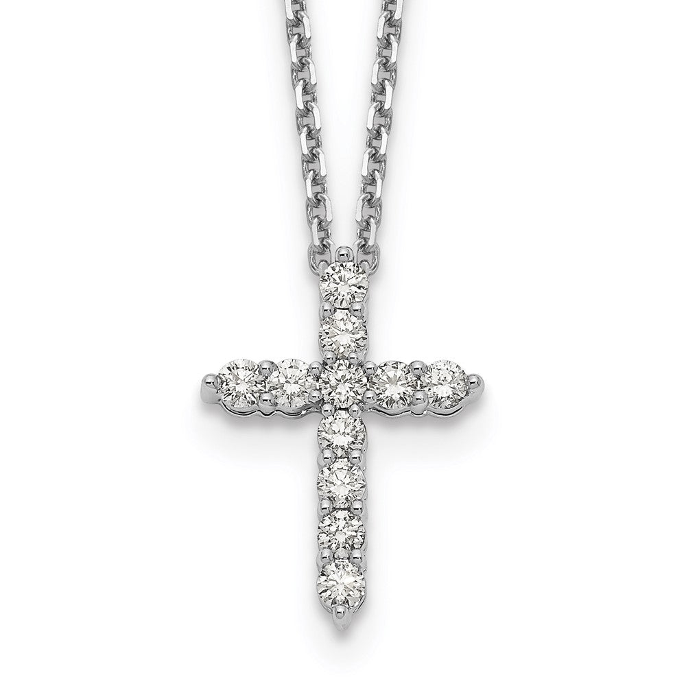 14k white gold real diamond cross 18 inch necklace pm1000 050 wa