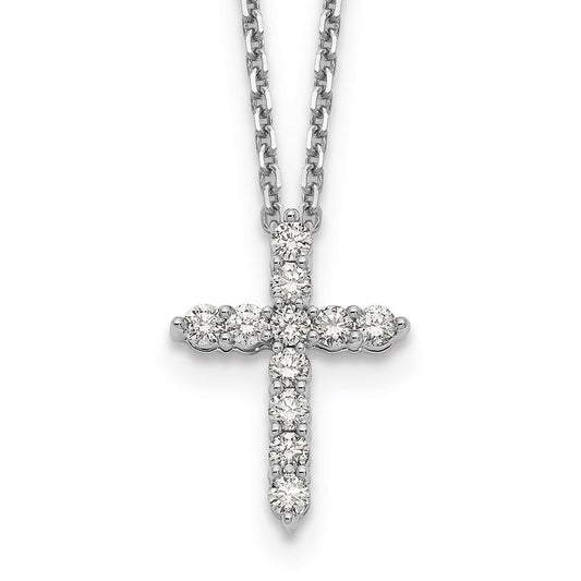 14k white gold real diamond cross 18 inch necklace pm1000 050 wa