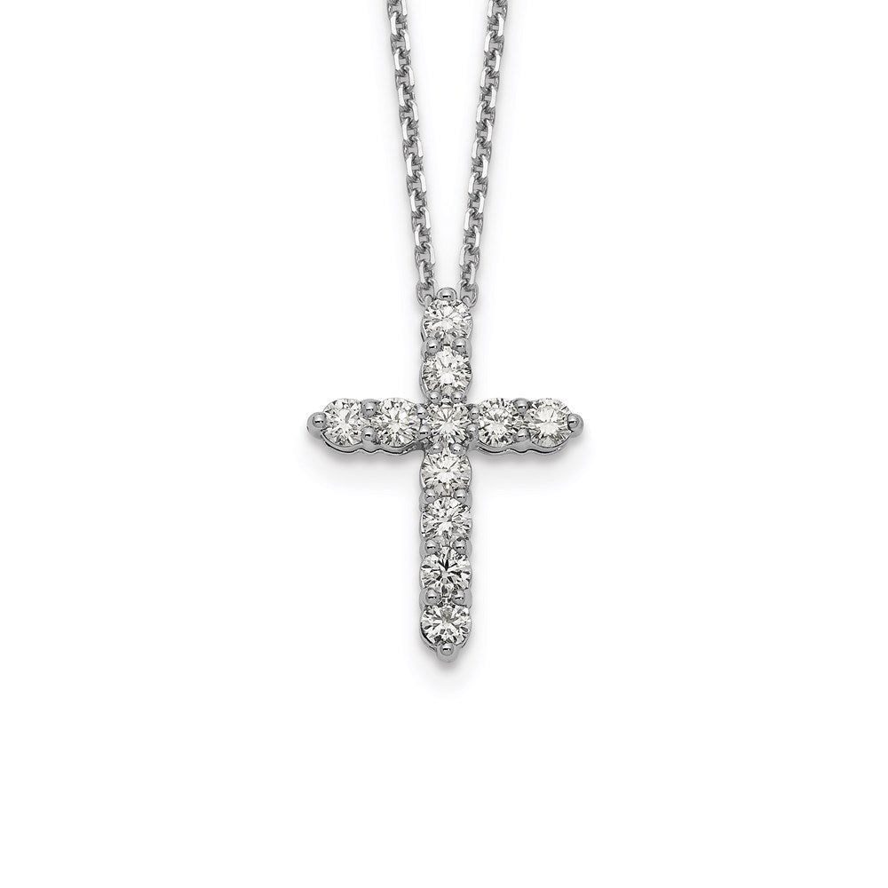 14k white gold real diamond cross 18 inch necklace pm1000 100 wa