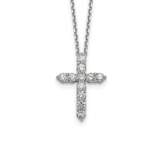 14k white gold real diamond cross 18 inch necklace pm1000 100 wa