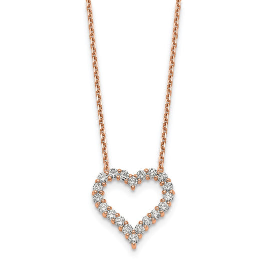 14k rose gold true origin lab grown real diamond vs si d e f heart pendant necklace pm1001 100 rld