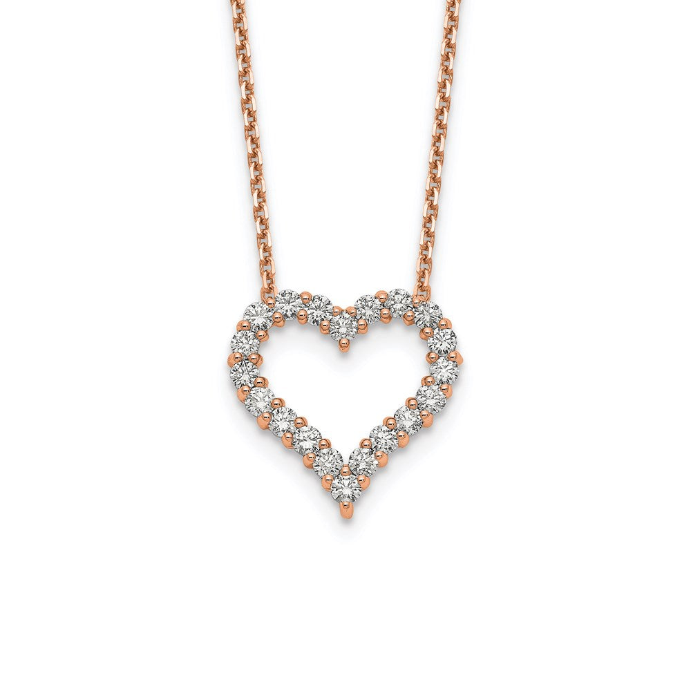 14k rose gold heart pendant with chain pm1001 100 ra