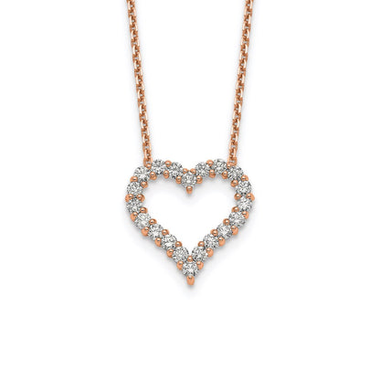 14k rose gold heart pendant with chain pm1001 100 ra