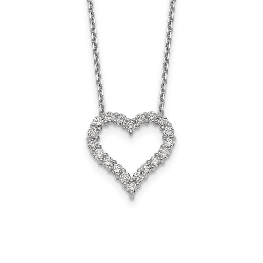 14k white gold real diamond heart 18 inch necklace pm1001 100 wa