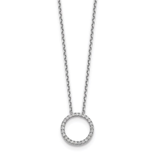 14k white gold real diamond circle 18 inch necklace pm1002 025 waa