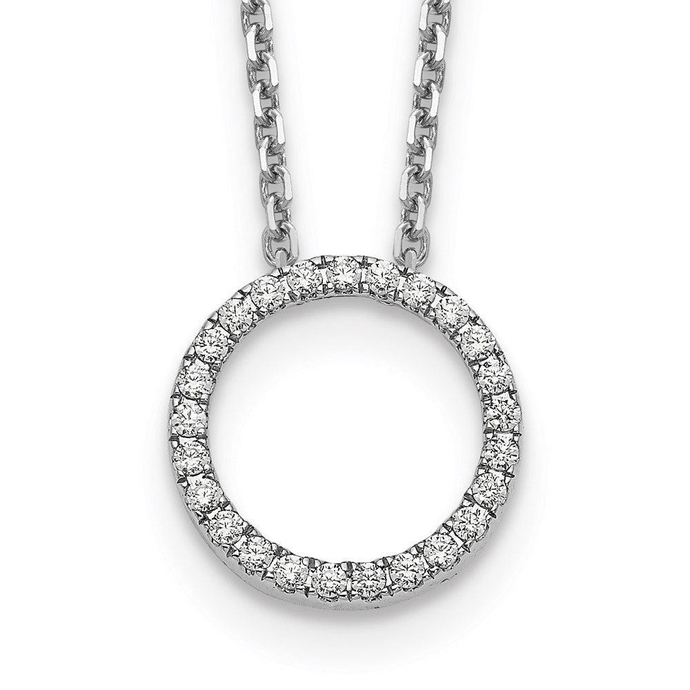 14k white gold real diamond circle 18 inch necklace pm1002 025 wa