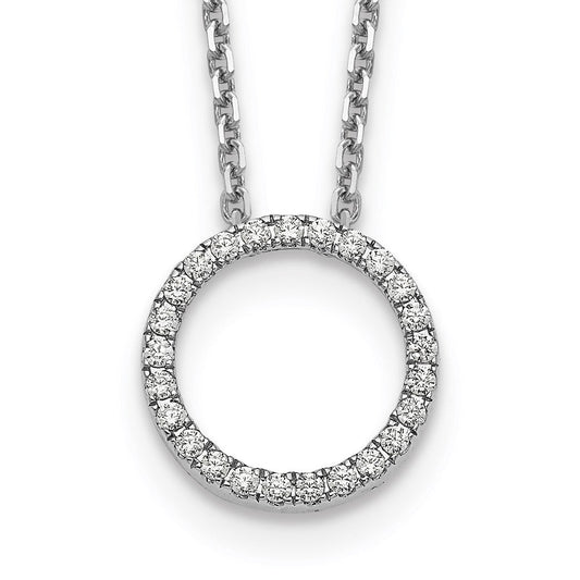 14k white gold real diamond circle 18 inch necklace pm1002 025 wa