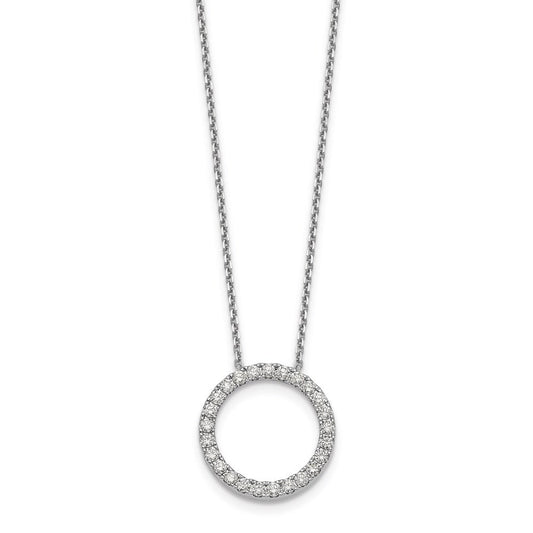 14k white gold real diamond circle 18 inch necklace pm1002 100 waa