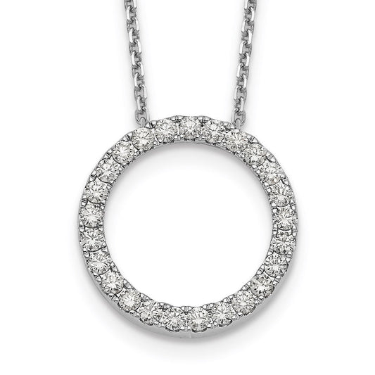 14k white gold real diamond circle 18 inch necklace pm1002 100 wa