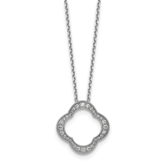 14k white goldtrue origin lab grown real diamond vs si d e f quatrefoil floral necklace pm1003 040 wld