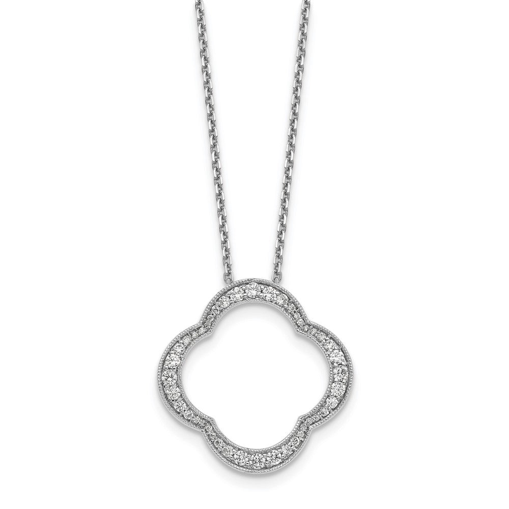 14k white gold real diamond quatrefoil pendant pm1003 066 waa