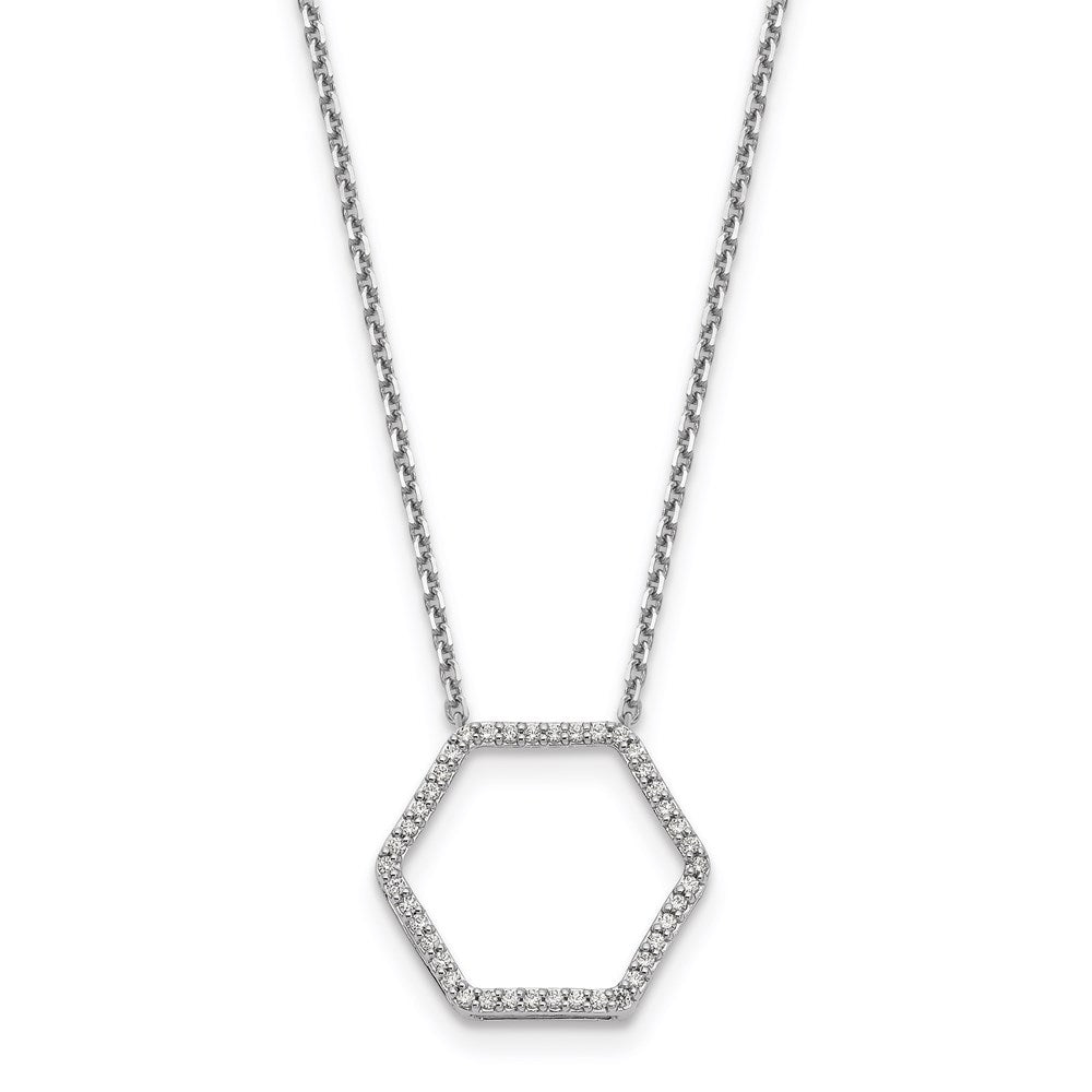 14k white gold real diamond hexagon chain slide 18 inch necklace pm1004 025 wa