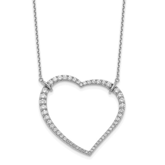 14k white gold real diamond heart pendant necklace pm1006 185 waa 18