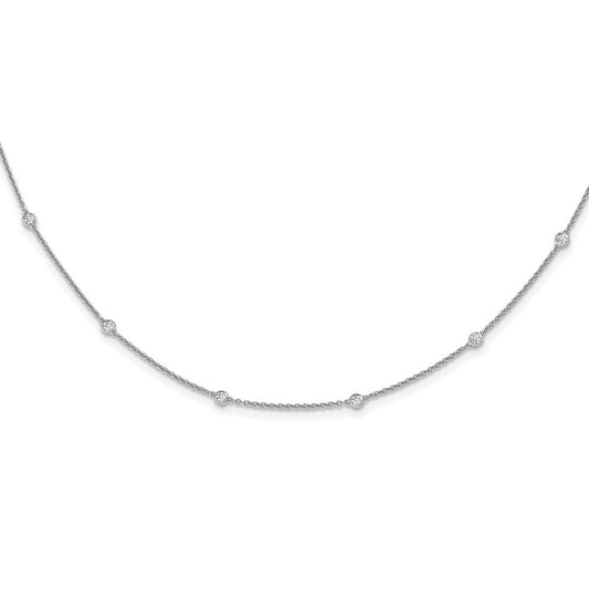 14k white gold real diamond station cable necklace pm1007 036 wa 16
