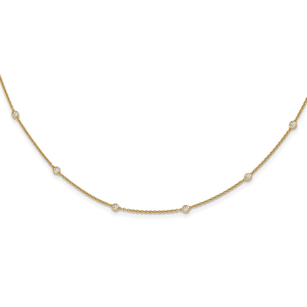 14k yellow gold real diamond station cable necklace pm1007 042 ya 18