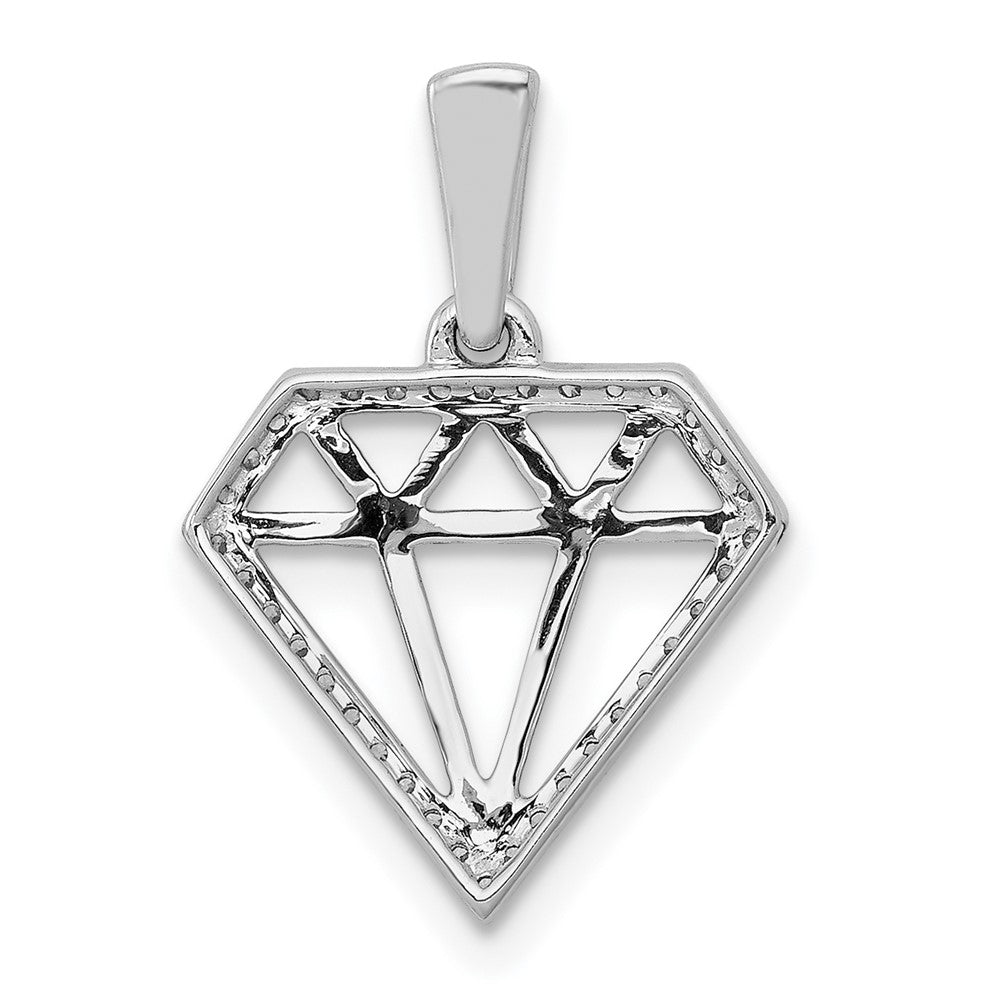 Solid 14k White Gold Simulated CZ Gemstone-shape Pendant