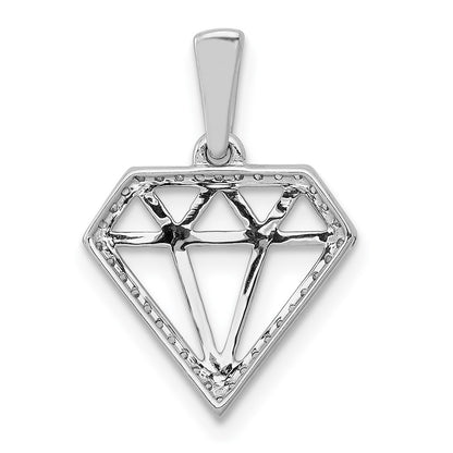 Solid 14k White Gold Simulated CZ Gemstone-shape Pendant