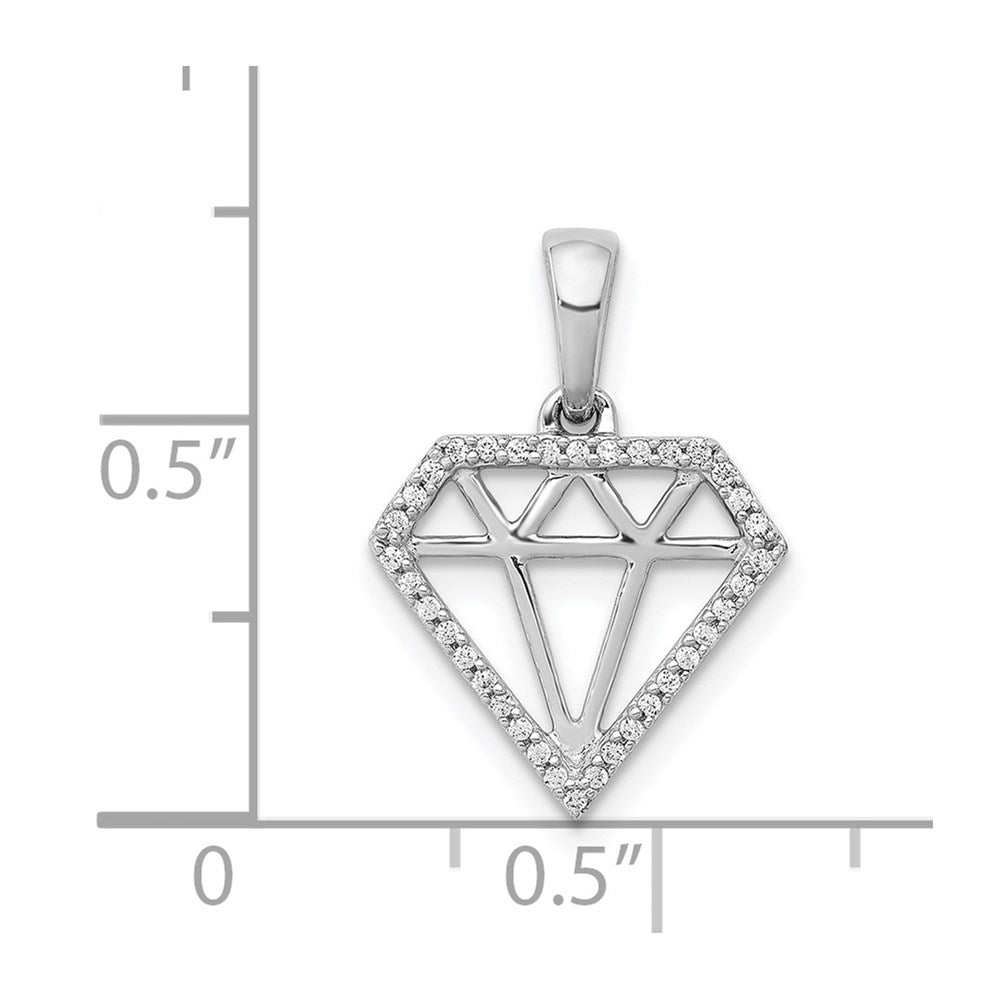 Solid 14k White Gold Simulated CZ Gemstone-shape Pendant