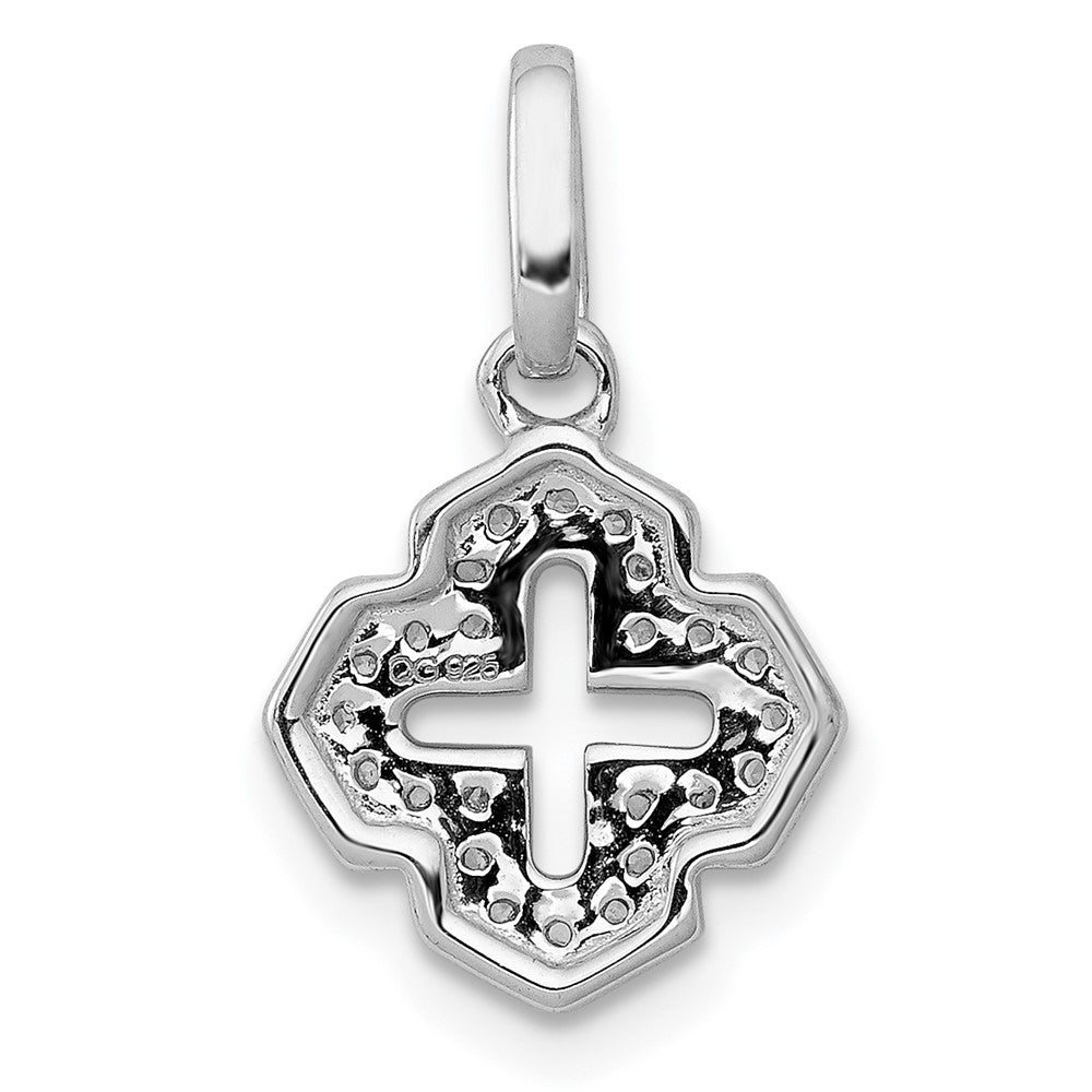 Solid 14k White Gold 1/10ct. Simulated CZ Fancy Cross Pendant