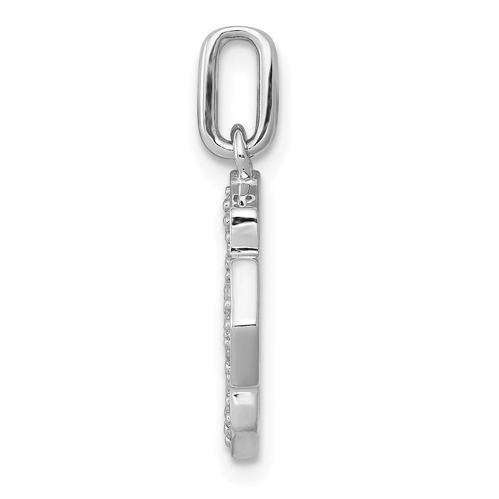 Solid 14k White Gold 1/4ct. Simulated CZ Fancy Cross Pendant