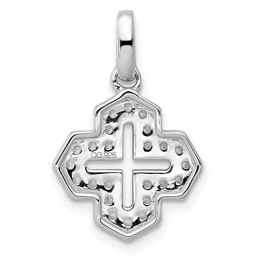 Solid 14k White Gold 1/4ct. Simulated CZ Fancy Cross Pendant