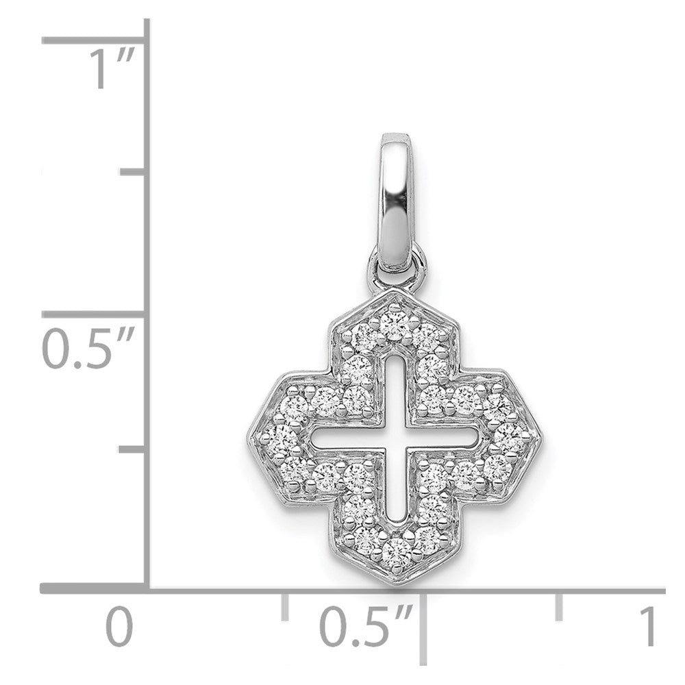 Solid 14k White Gold 1/4ct. Simulated CZ Fancy Cross Pendant