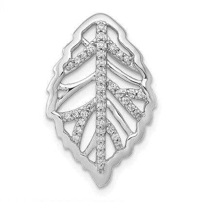 14k white gold 1 6ct real diamond leaf chain slide pm3707 016 wa