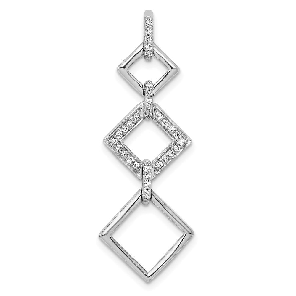 14k white gold 1 6ct real diamond fancy square dangle pendant pm3720 015 wa