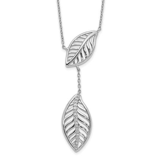 14k white gold real diamond leaves necklace pm3729 010 wa