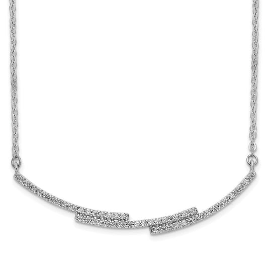 14k white gold real diamond curved bar necklace pm3731 040 wa