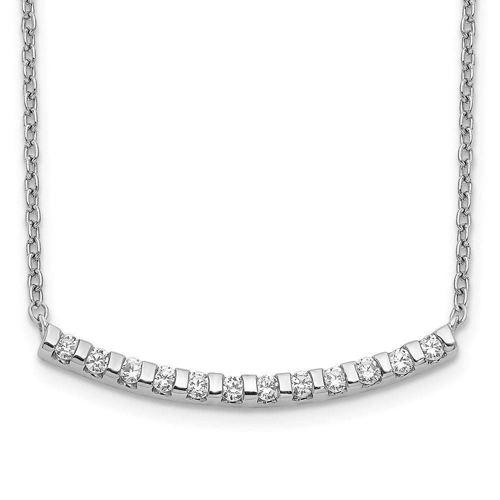 14k white gold real diamond curved bar 18 inch necklace pm3732 025 wa
