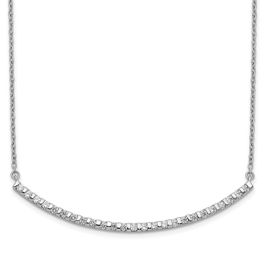 14k white gold real diamond curved bar 18 inch necklace pm3732 050 wa