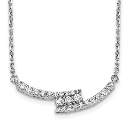14k white gold real diamond curved bar 18 inch necklace pm3737 033 wa