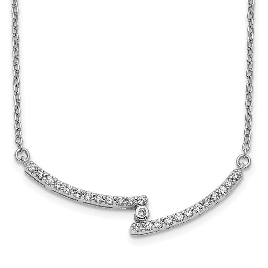 14k white gold real diamond curved bar necklace pm3740 025 wa