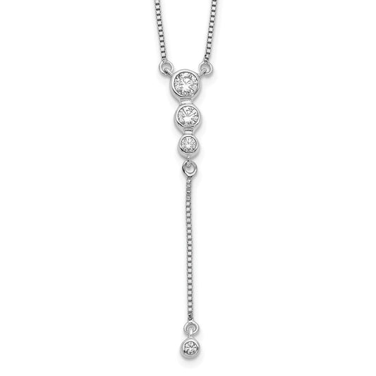14k white gold real diamond 3 stone w dangle 18 inch necklace pm3742 025 wa