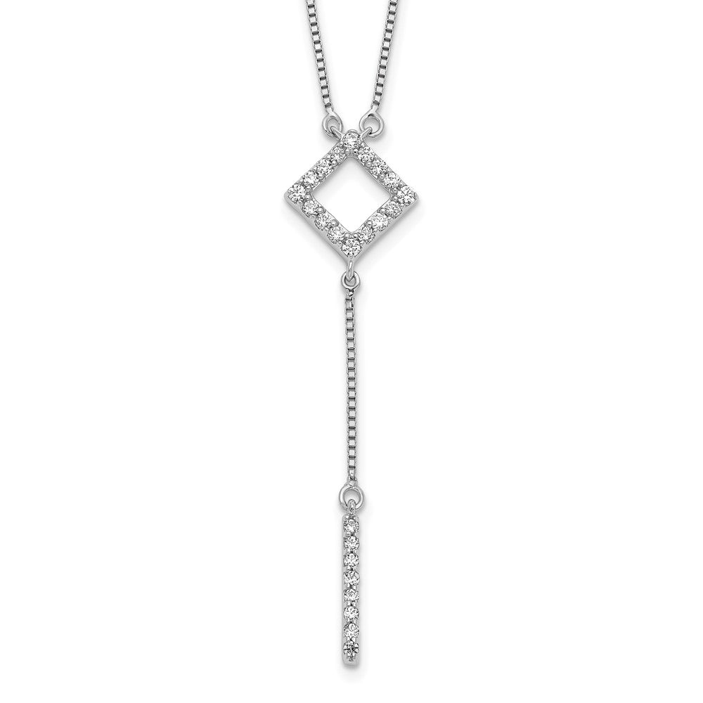 14k white gold real diamond square w dangle necklace pm3743 025 wa