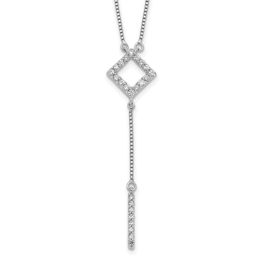 14k white gold real diamond square w dangle necklace pm3743 025 wa