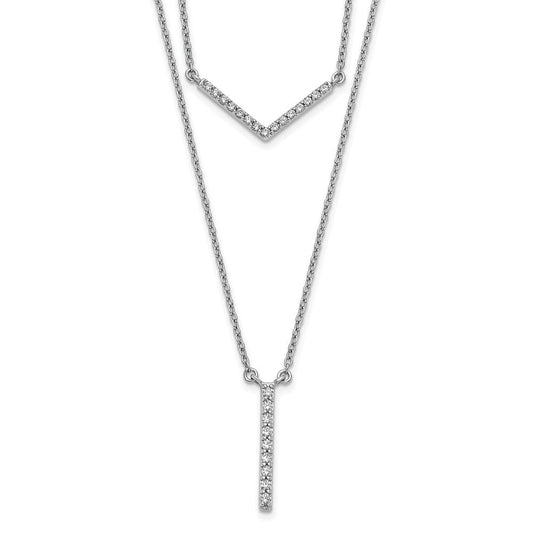14k white gold real diamond double strand 18 inch necklace pm3744 030 wa