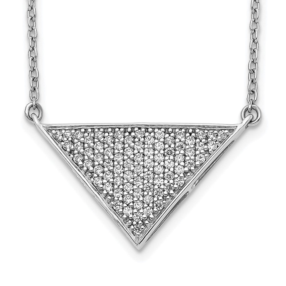 14k white gold real diamond triangle necklace pm3745 035 wa