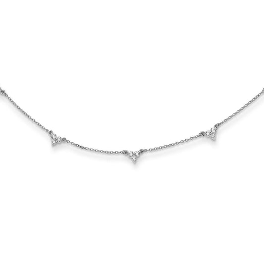 14k white gold real diamond multi station 18 inch necklace pm3746 100 wa
