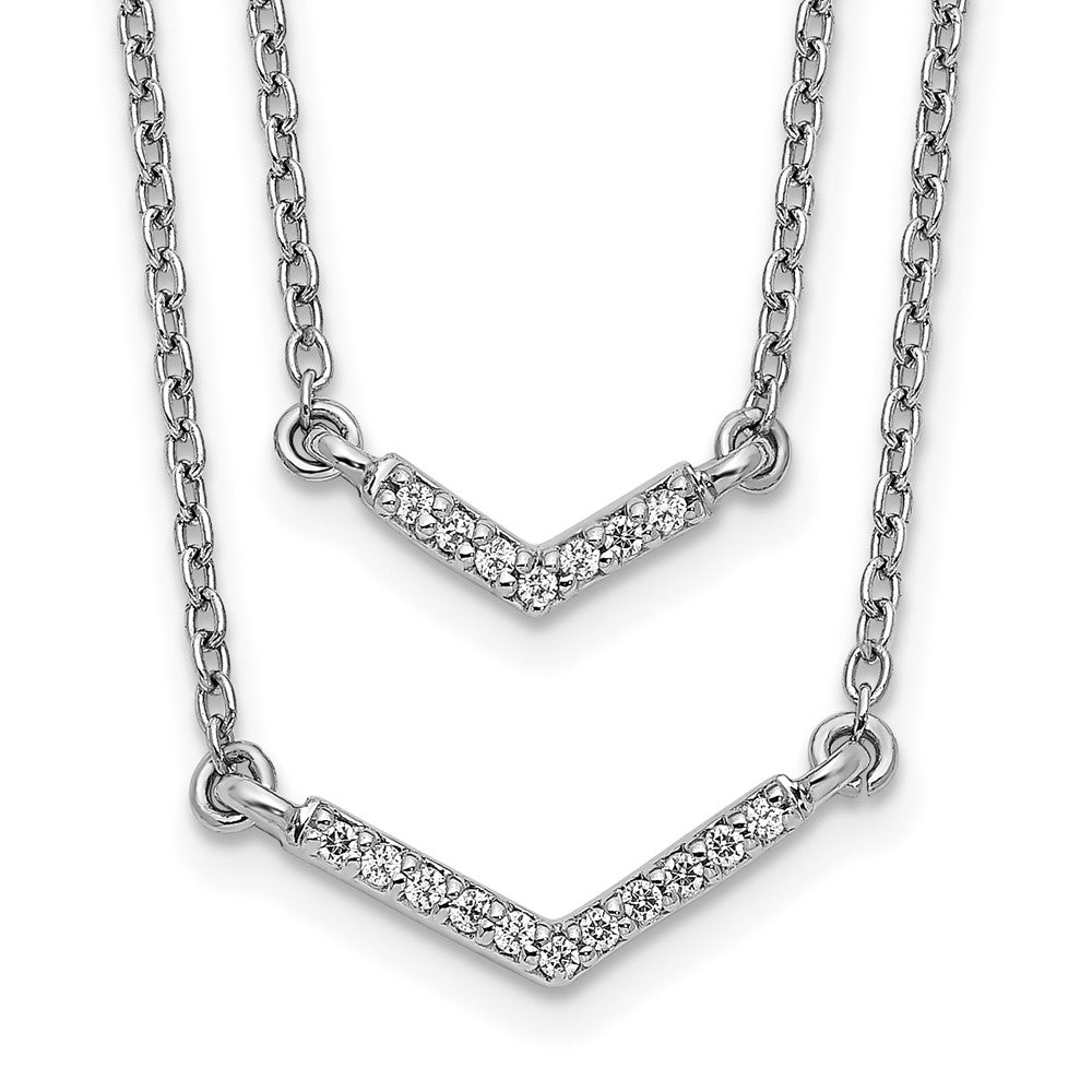 14k white gold real diamond double strand 18 inch necklace pm3747 010 wa