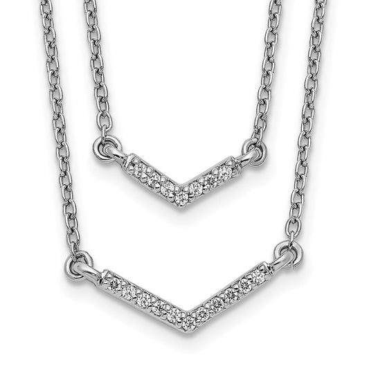 14k white gold real diamond double strand 18 inch necklace pm3747 010 wa