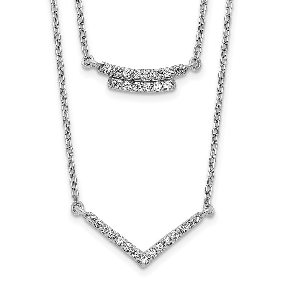 14k white gold real diamond double strand 18 inch necklace pm3748 025 wa