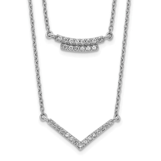 14k white gold real diamond double strand 18 inch necklace pm3748 025 wa