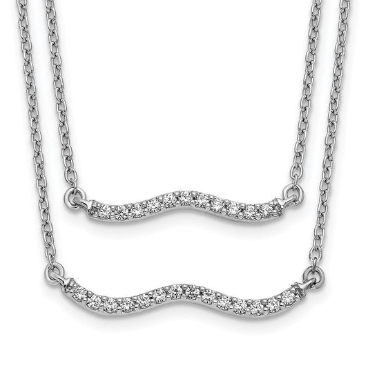 14k white gold real diamond double strand 18 inch necklace pm3749 025 wa