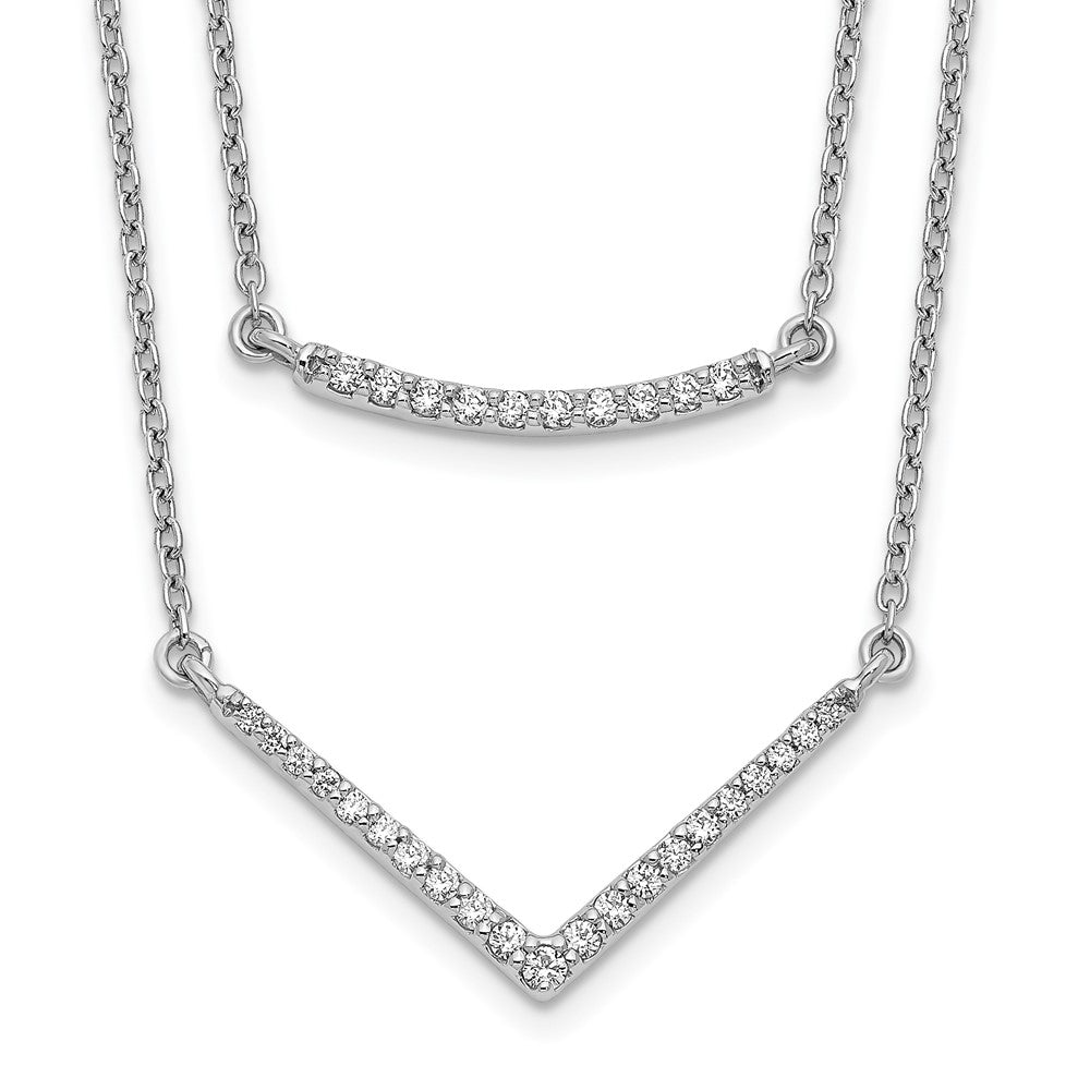 14k white gold real diamond double strand necklace pm3750 025 wa