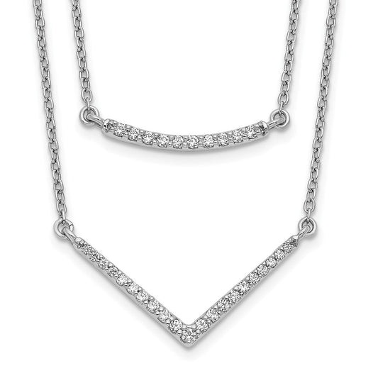 14k white gold real diamond double strand necklace pm3750 025 wa